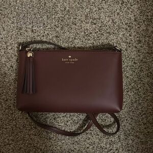 Kate Spade Dark Burgundy Crossbody Bag with Tassel